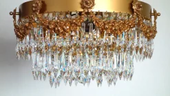 Discount Pamono Brass and Crystal Ceiling Lamp from Palwa, 1950s