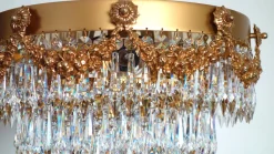 Discount Pamono Brass and Crystal Ceiling Lamp from Palwa, 1950s