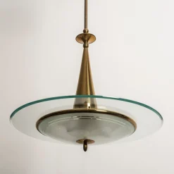 Clearance Pamono Brass and Crystal Pendant Lamp attributed to Pietro Chiesa for Fontana Arte, 1940s