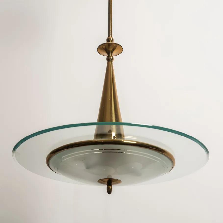 Clearance Pamono Brass and Crystal Pendant Lamp attributed to Pietro Chiesa for Fontana Arte, 1940s