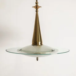 Clearance Pamono Brass and Crystal Pendant Lamp attributed to Pietro Chiesa for Fontana Arte, 1940s