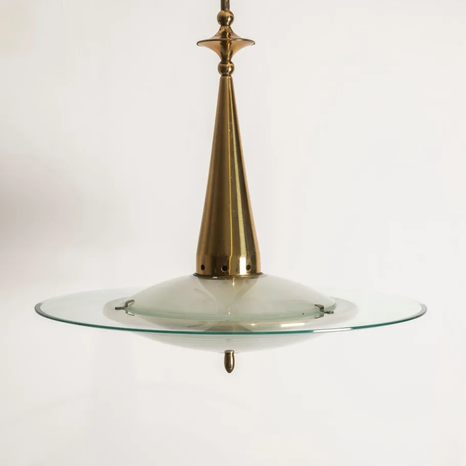 Clearance Pamono Brass and Crystal Pendant Lamp attributed to Pietro Chiesa for Fontana Arte, 1940s