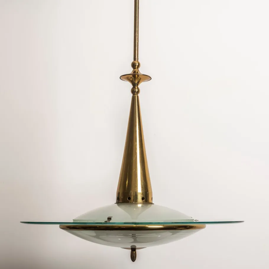 Clearance Pamono Brass and Crystal Pendant Lamp attributed to Pietro Chiesa for Fontana Arte, 1940s