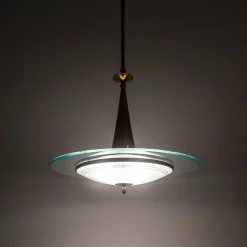 Clearance Pamono Brass and Crystal Pendant Lamp attributed to Pietro Chiesa for Fontana Arte, 1940s