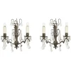 Discount Pamono Brass and Crystal Wall Lights, Early 1900s, Set of 2