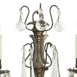 Discount Pamono Brass and Crystal Wall Lights, Early 1900s, Set of 2