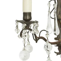 Discount Pamono Brass and Crystal Wall Lights, Early 1900s, Set of 2