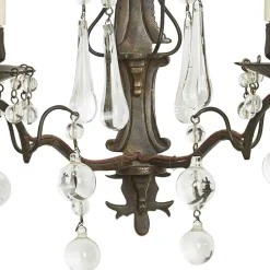 Discount Pamono Brass and Crystal Wall Lights, Early 1900s, Set of 2