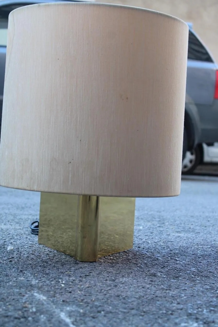 New Pamono Brass and Fabric Table Lamp by Giuliana Gramigna, 1970s