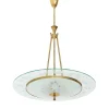 New Pamono Brass and Glass Chandelier, 1950s