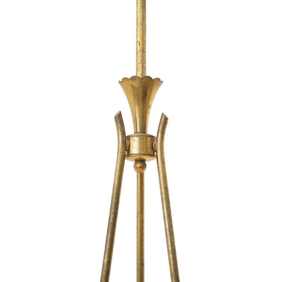 New Pamono Brass and Glass Chandelier, 1950s