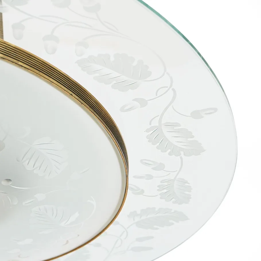 New Pamono Brass and Glass Chandelier, 1950s