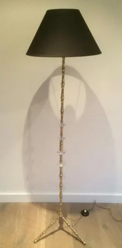 Discount Pamono Brass and Glass Floor Lamp in the style of Maison Baguès, 1960s