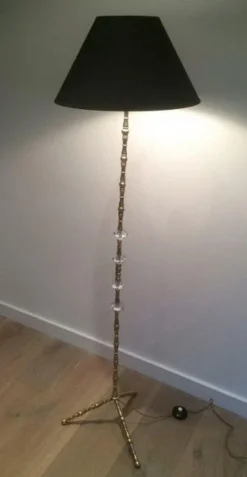 Discount Pamono Brass and Glass Floor Lamp in the style of Maison Baguès, 1960s