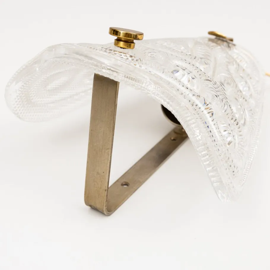 Best Pamono Brass and Glass Sconce attributed to Carl Fagerlund for Orrefors, Sweden, 1960s