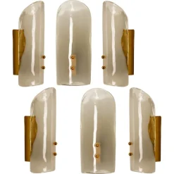 Clearance Pamono Brass and Hand Blown Murano Glass Wall Lights by J.T. Kalmar, 1960s