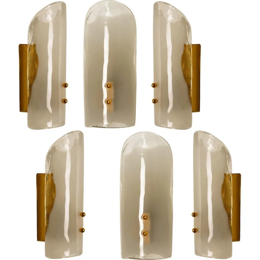 Clearance Pamono Brass and Hand Blown Murano Glass Wall Lights by J.T. Kalmar, 1960s