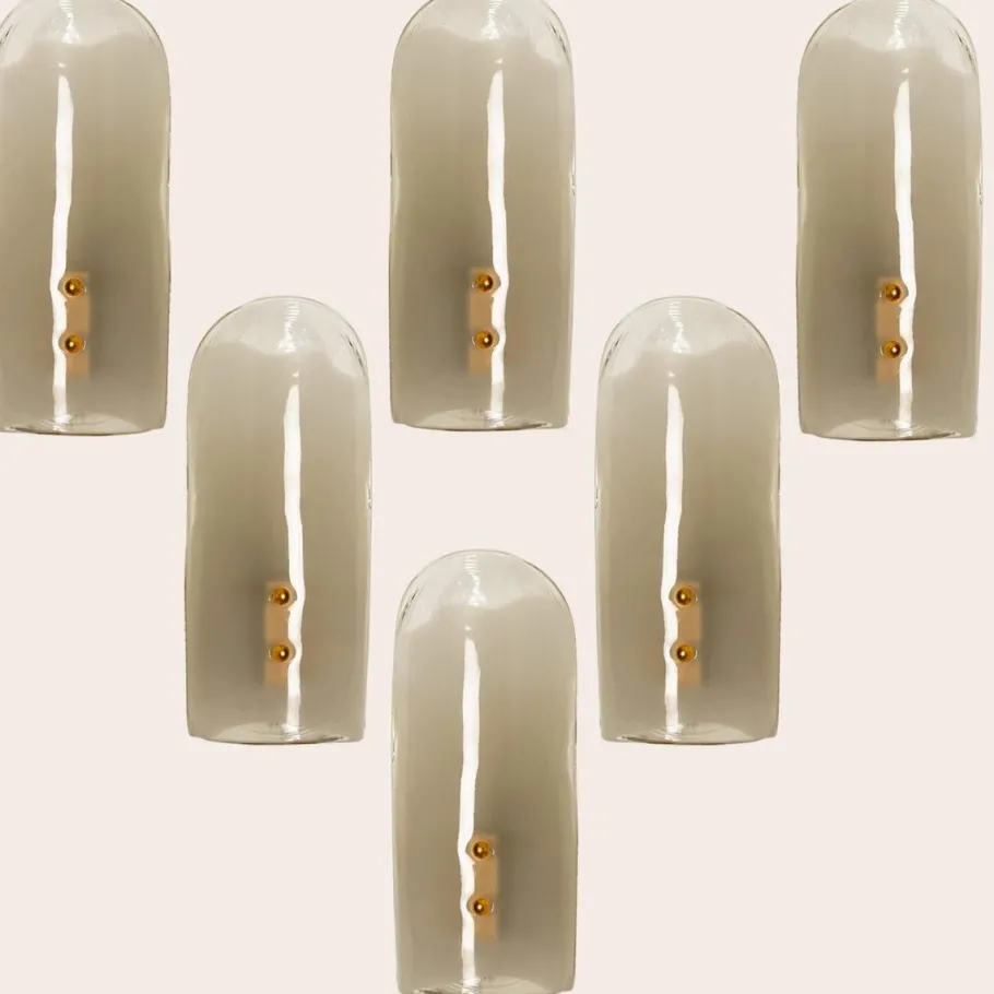 Clearance Pamono Brass and Hand Blown Murano Glass Wall Lights by J.T. Kalmar, 1960s