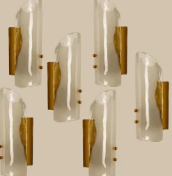 Clearance Pamono Brass and Hand Blown Murano Glass Wall Lights by J.T. Kalmar, 1960s