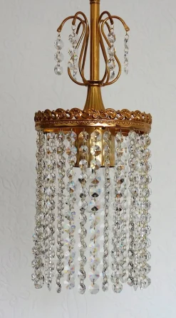 Online Pamono Brass and Lead Crystal Chandelier from Sölken Leuchten, 1970s