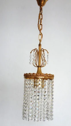 Online Pamono Brass and Lead Crystal Chandelier from Sölken Leuchten, 1970s
