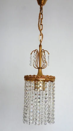 Online Pamono Brass and Lead Crystal Chandelier from Sölken Leuchten, 1970s