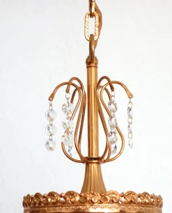 Online Pamono Brass and Lead Crystal Chandelier from Sölken Leuchten, 1970s