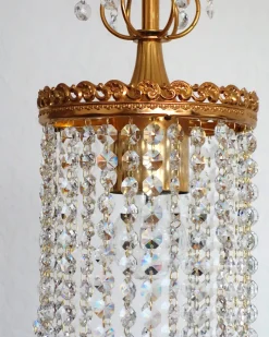 Online Pamono Brass and Lead Crystal Chandelier from Sölken Leuchten, 1970s