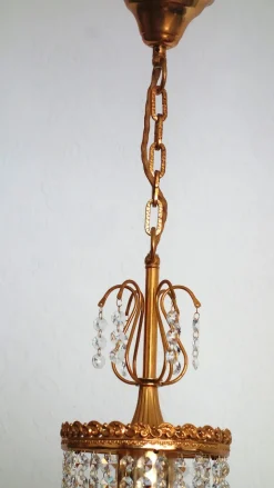 Online Pamono Brass and Lead Crystal Chandelier from Sölken Leuchten, 1970s