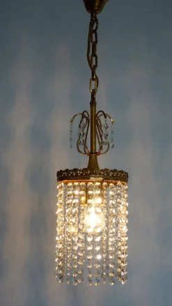 Online Pamono Brass and Lead Crystal Chandelier from Sölken Leuchten, 1970s