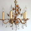 Hot Pamono Brass and Lead Crystal 5-Flame Chandelier from Palwa, 1960s