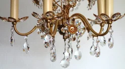 Hot Pamono Brass and Lead Crystal 5-Flame Chandelier from Palwa, 1960s
