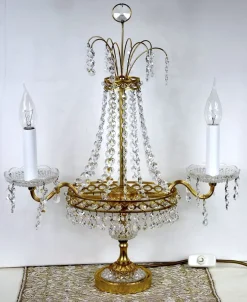 Online Pamono Brass and Lead Crystal Table Lamp from Palwa, 1960s