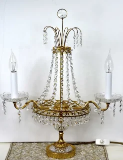 Online Pamono Brass and Lead Crystal Table Lamp from Palwa, 1960s