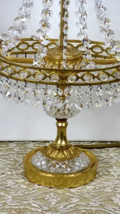 Online Pamono Brass and Lead Crystal Table Lamp from Palwa, 1960s