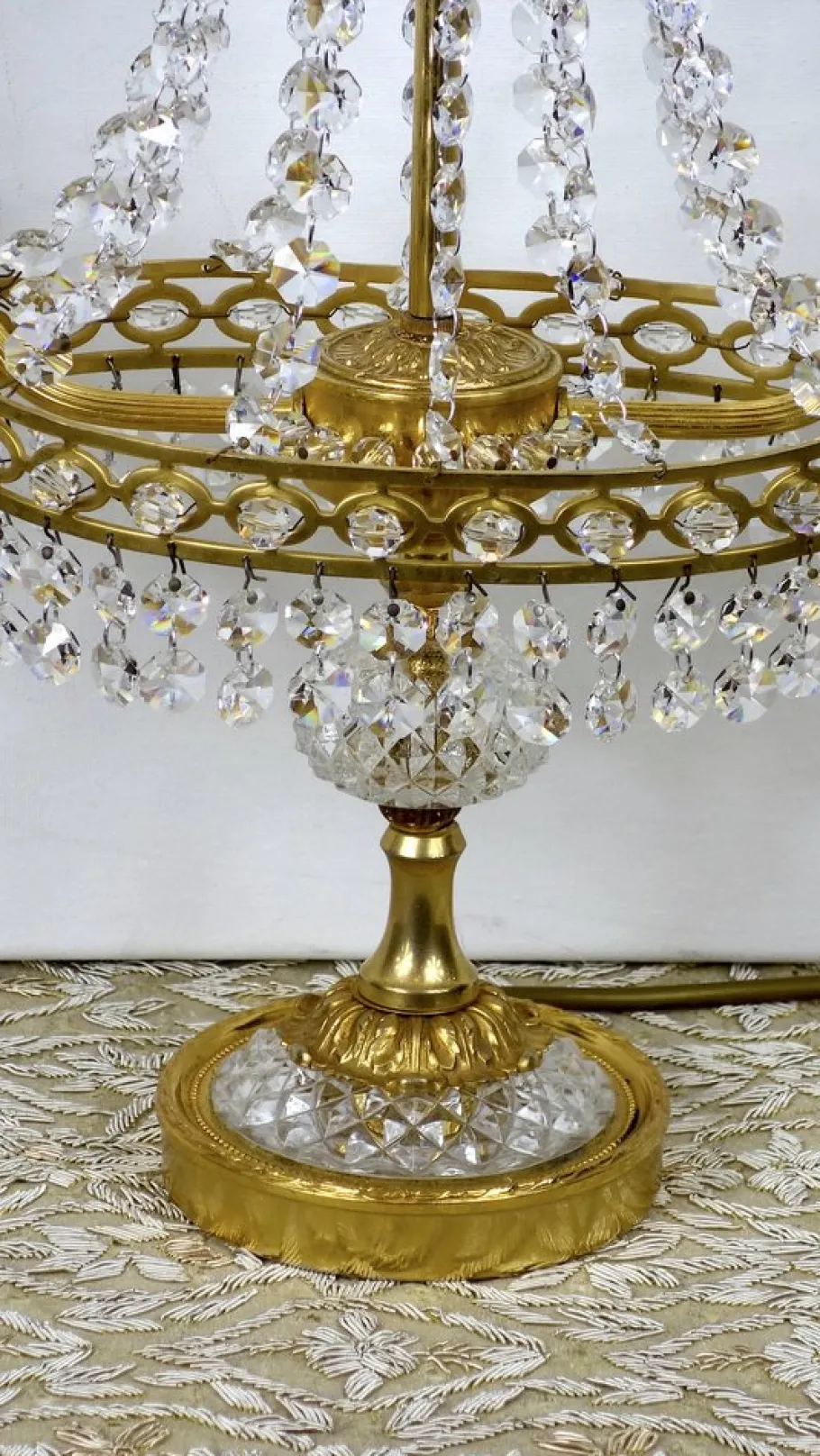 Online Pamono Brass and Lead Crystal Table Lamp from Palwa, 1960s