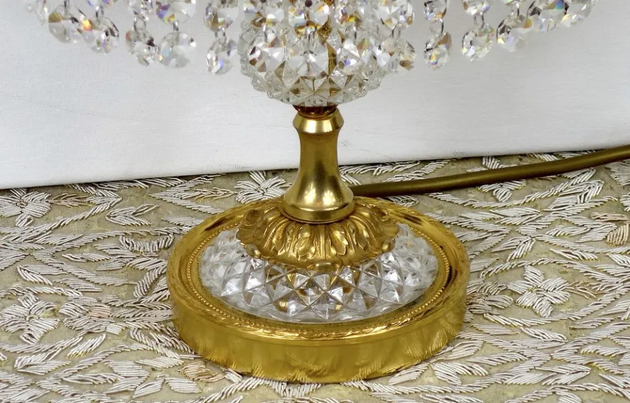 Online Pamono Brass and Lead Crystal Table Lamp from Palwa, 1960s