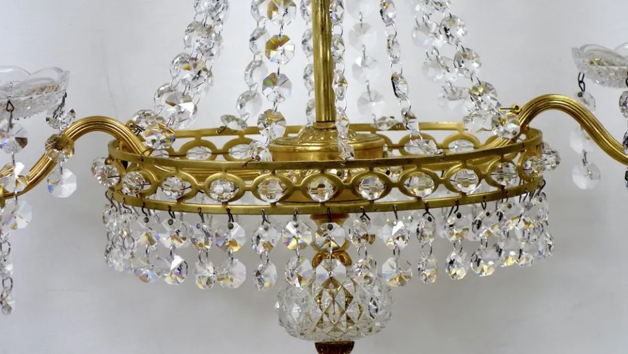 Online Pamono Brass and Lead Crystal Table Lamp from Palwa, 1960s
