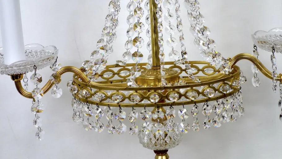 Online Pamono Brass and Lead Crystal Table Lamp from Palwa, 1960s