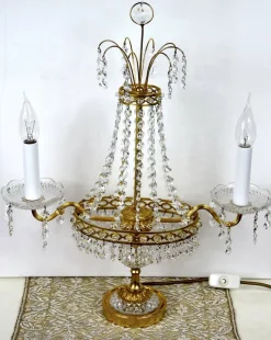 Online Pamono Brass and Lead Crystal Table Lamp from Palwa, 1960s