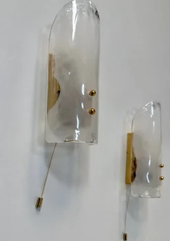 Sale Pamono Brass and Mouth-Blown Glass Wall Lamps from J.T. Kalmar, Austria, 1960s, Set of 2