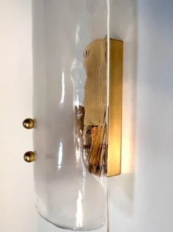 Sale Pamono Brass and Mouth-Blown Glass Wall Lamps from J.T. Kalmar, Austria, 1960s, Set of 2