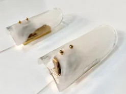Sale Pamono Brass and Mouth-Blown Glass Wall Lamps from J.T. Kalmar, Austria, 1960s, Set of 2