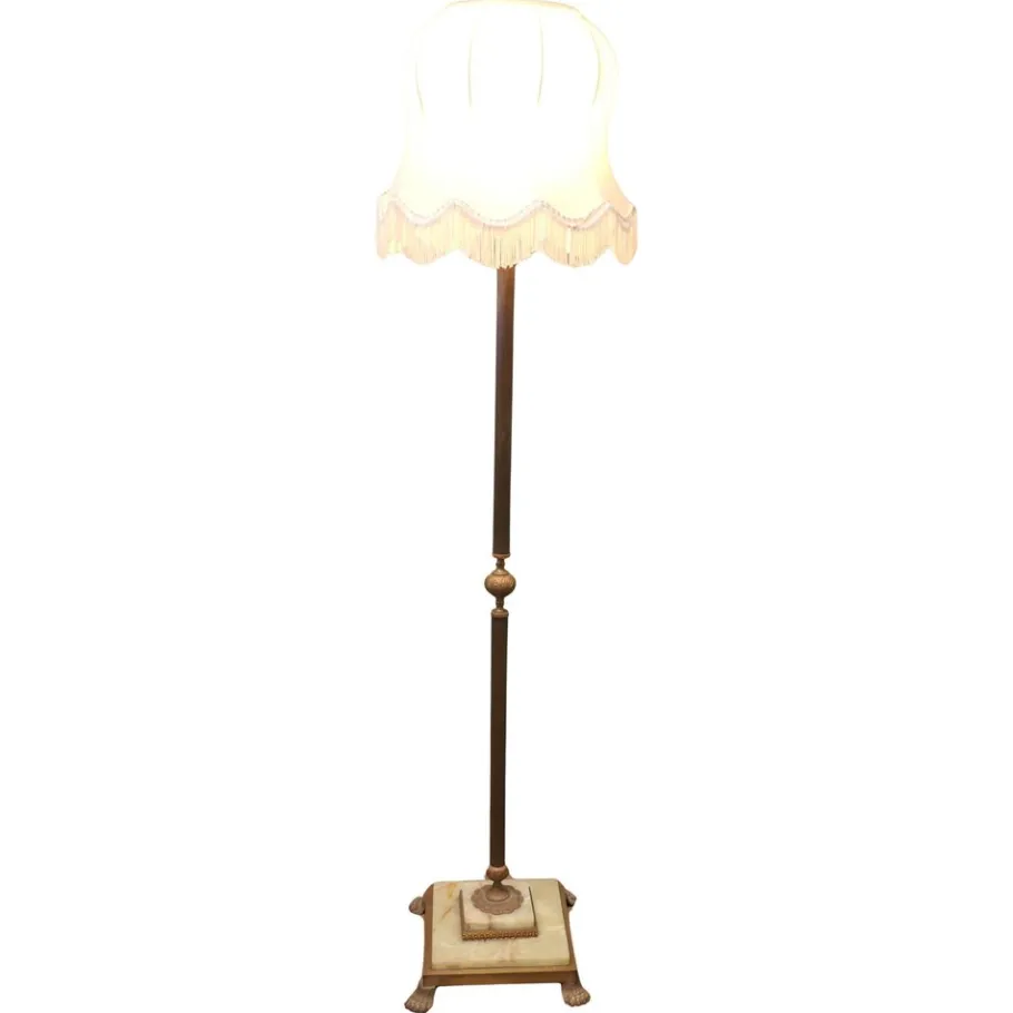Clearance Pamono Brass and Onyx Column Floor Lamp, 1960s