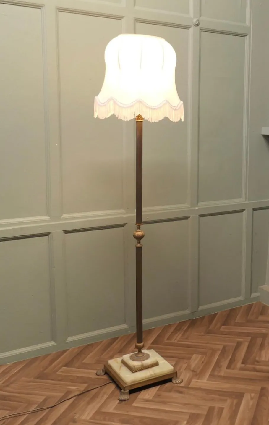 Clearance Pamono Brass and Onyx Column Floor Lamp, 1960s