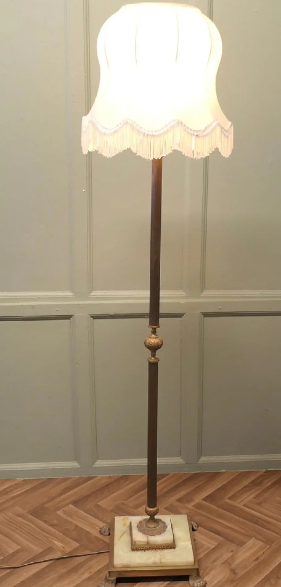 Clearance Pamono Brass and Onyx Column Floor Lamp, 1960s