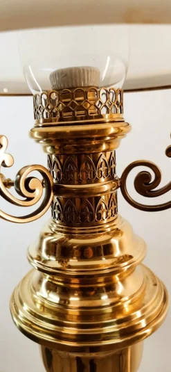 New Pamono Brass and Opal Glass Floor Lamp