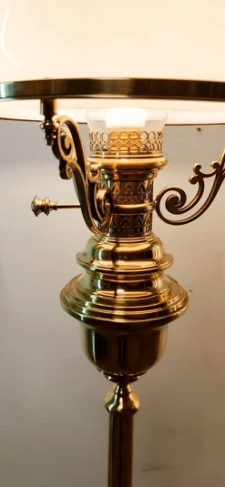 New Pamono Brass and Opal Glass Floor Lamp