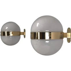 Online Pamono Brass and Opaline Glass Clio Sconces attributed to Sergio Mazza for Artemide, 1960s, Set of 2