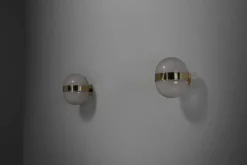 Online Pamono Brass and Opaline Glass Clio Sconces attributed to Sergio Mazza for Artemide, 1960s, Set of 2